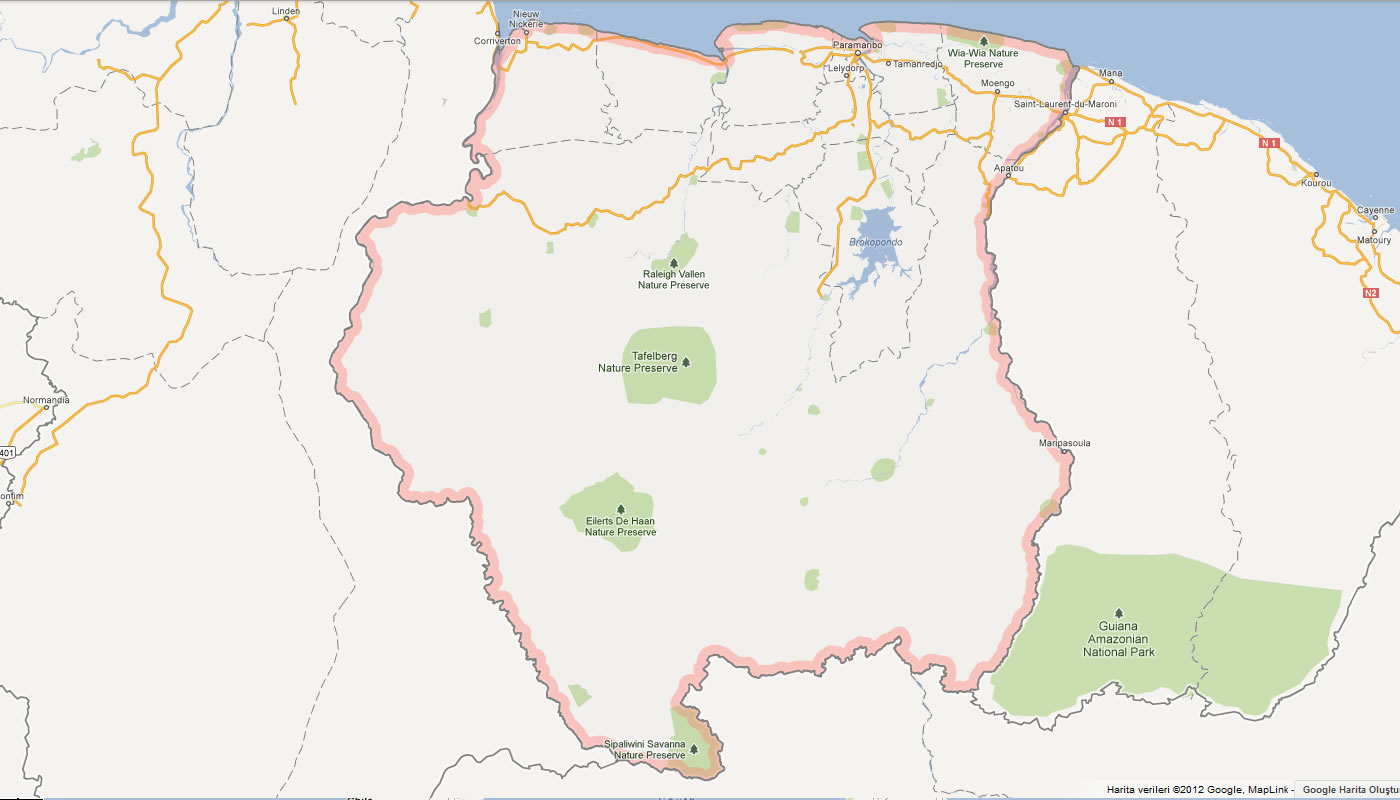 carte du surinam